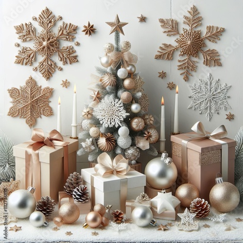 Christmas composition for decorating stylish cards and festive designs