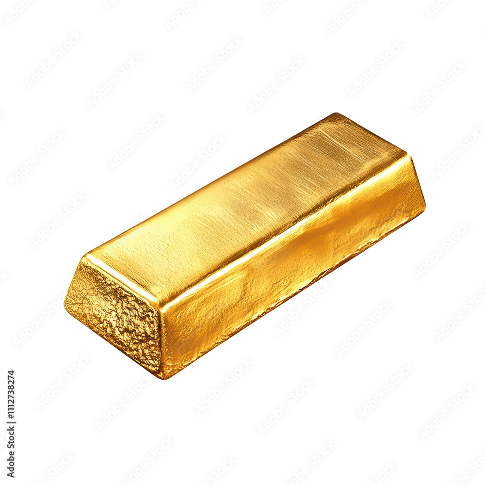 Shiny gold bar with smooth surface, symbolizing wealth and luxury. isolated on transparent background