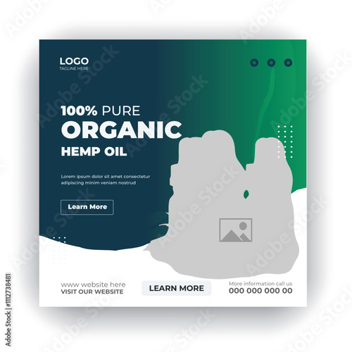 Hemp product cud oil social media post or web banner template design