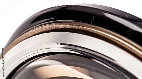 Closeup view of a camera lens showing its intricate details photo