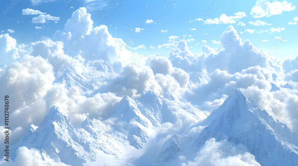 Majestic White Clouds Drift Above Snow-Kissed Mountain Peaks Creating a Scene of Timeless Natural Splendor Majestic White Clouds Drift Above Snow-Kissed Mountain Peaks Creating a Scene of Timeless Natural Splendor