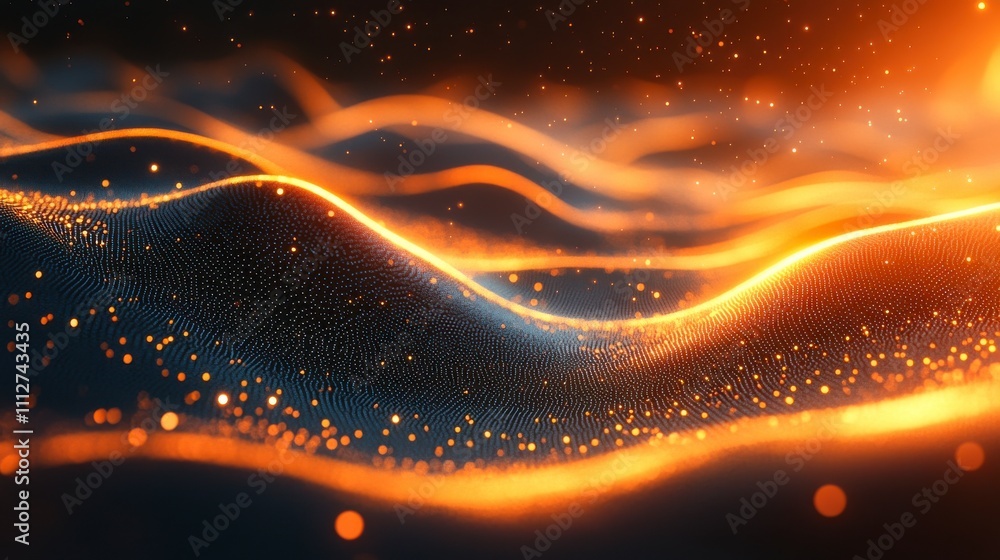 Abstract Golden Particle Wave: A Stunning Visual Display Abstract Golden Particle Wave: A Stunning Visual Display