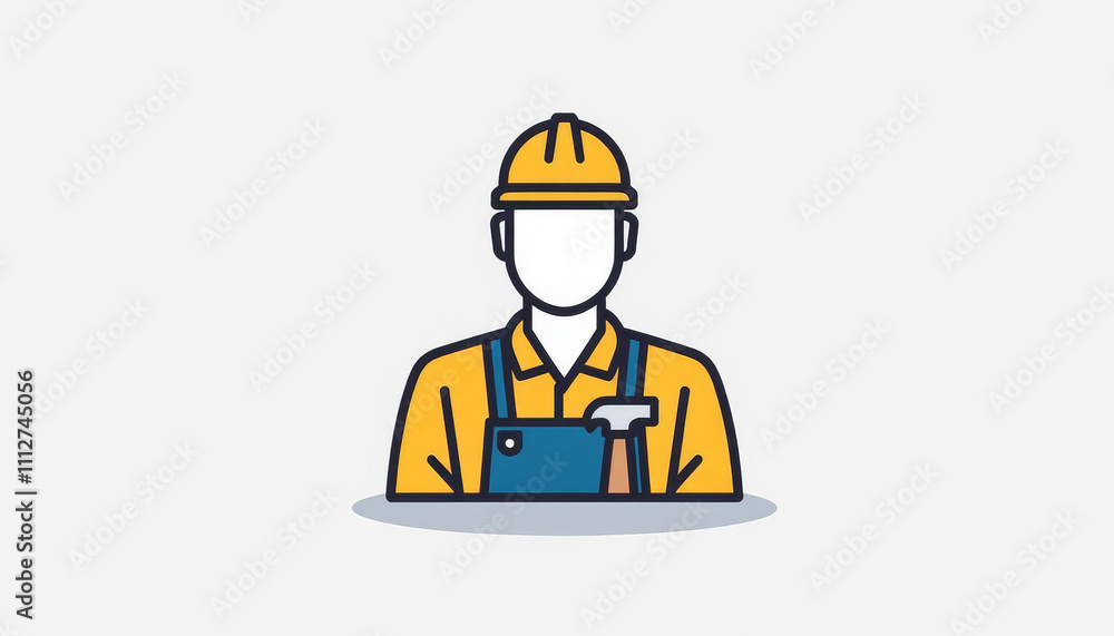 Skilled worker in hard hat and overalls preparing for a construction project at a building site during daylight hours Skilled worker in hard hat and overalls preparing for a construction project at a building site during daylight hours