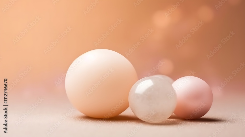 Three Pastel Spheres Resting on a Soft Surface Three Pastel Spheres Resting on a Soft Surface