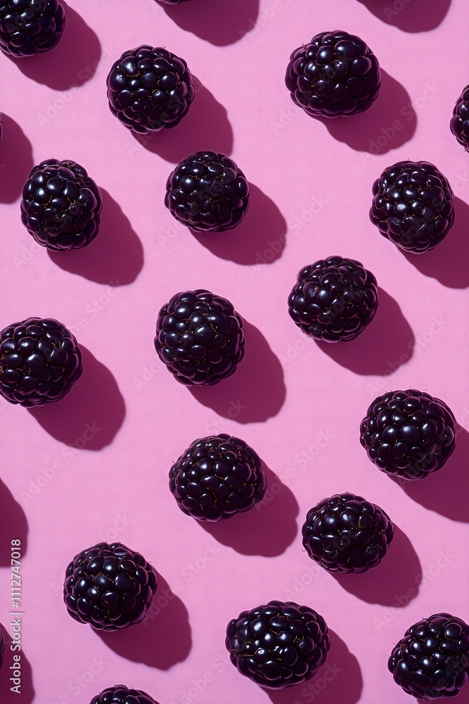 Arranged blackberries on a soft purple background. Wallpaper, happy and positive vibe.