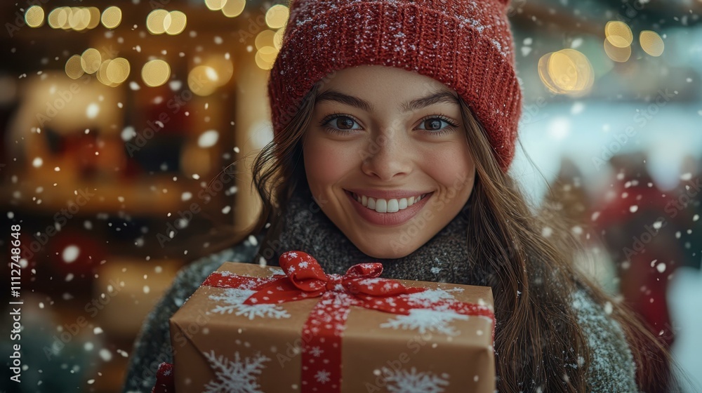 Image of At the packaging department a adorable woman wrapping a gift or purchasing coupons and opting for news updates Image of At the packaging department a adorable woman wrapping a gift or purchasing coupons and opting for news updates