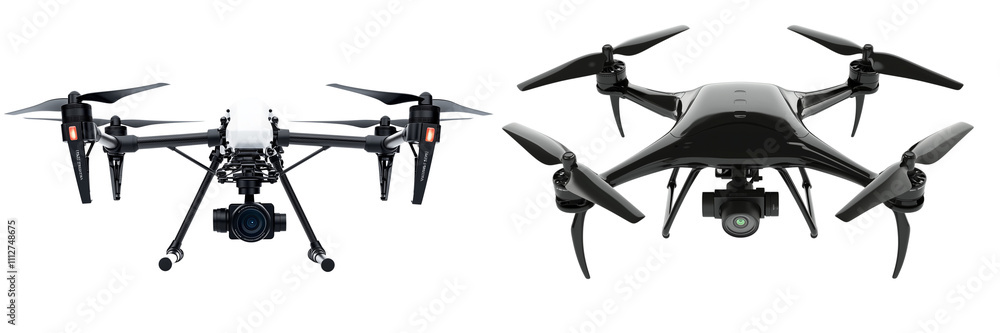 Set of drone with camera, isolated on transparent background. Set of drone with camera, isolated on transparent background.