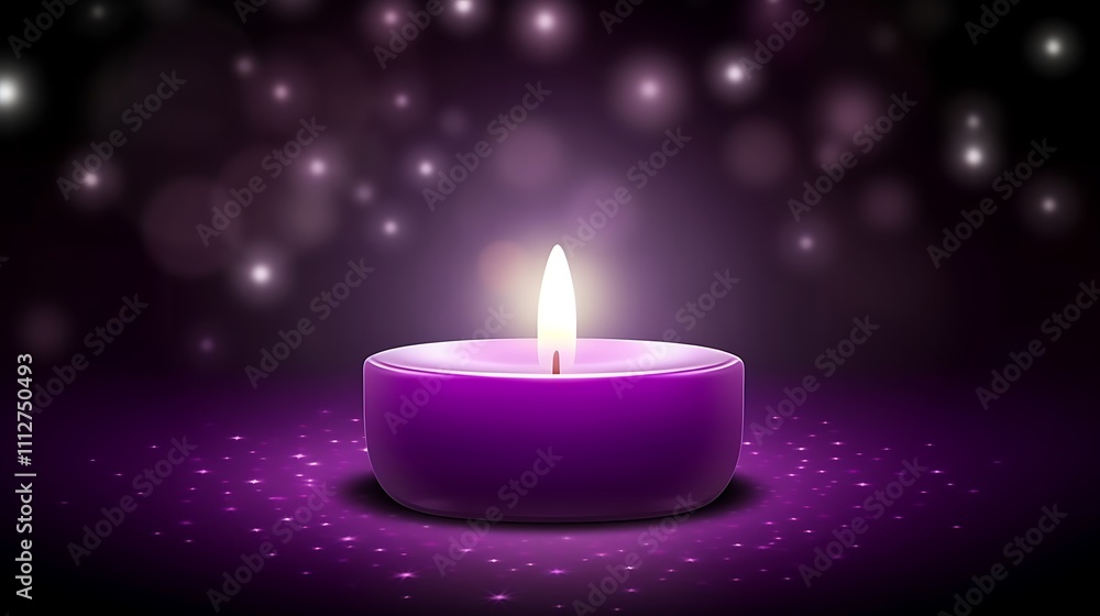 A Single Purple Candle Flame Glows Brightly A Single Purple Candle Flame Glows Brightly