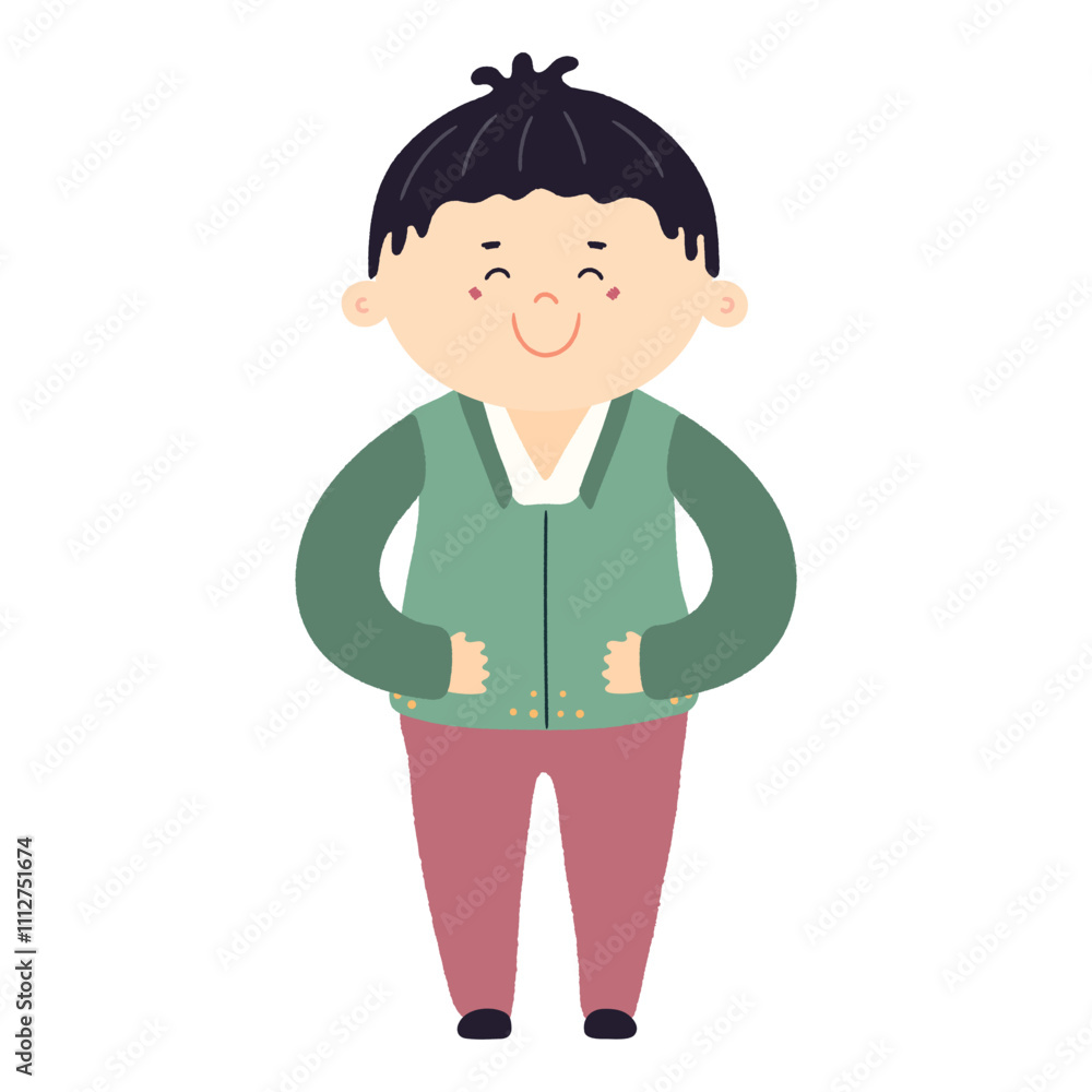 Cute boy in traditional Korean clothes hanbok character, isolated. Hand drawn cartoon vector illustration. Flat style design. New Year Seollal, Chuseok holiday card, poster, banner element Cute boy in traditional Korean clothes hanbok character, isolated. Hand drawn cartoon vector illustration. Flat style design. New Year Seollal, Chuseok holiday card, poster, banner element