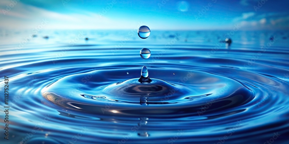 Water droplets falling onto a calm blue ocean background, blue ocean, ocean waves, aquatic scene, calming scenery Water droplets falling onto a calm blue ocean background, blue ocean, ocean waves, aquatic scene, calming scenery