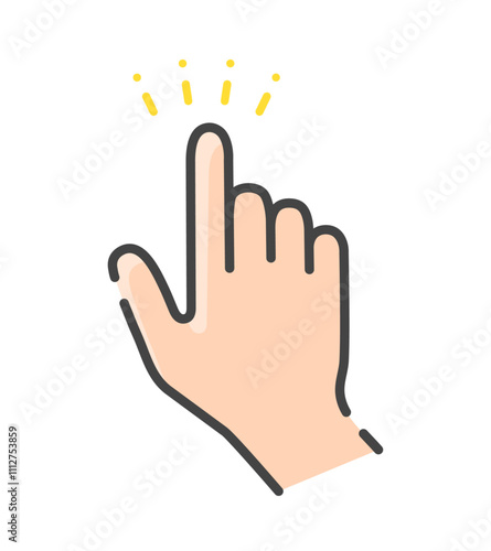 人差し指がキラキラ光っているシンプルな人の手のアイコン - タッチやクリック、評価のイメージ素材