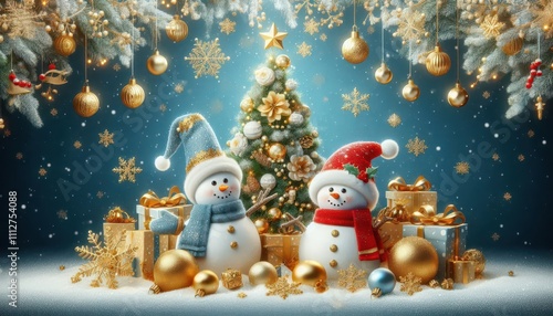 christmas tree and decorations content created with generative AI software.