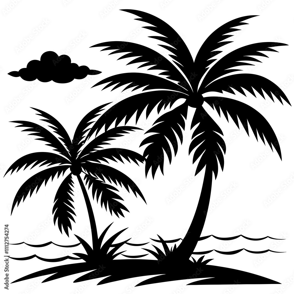 Fototapeta premium silhouette of palm trees