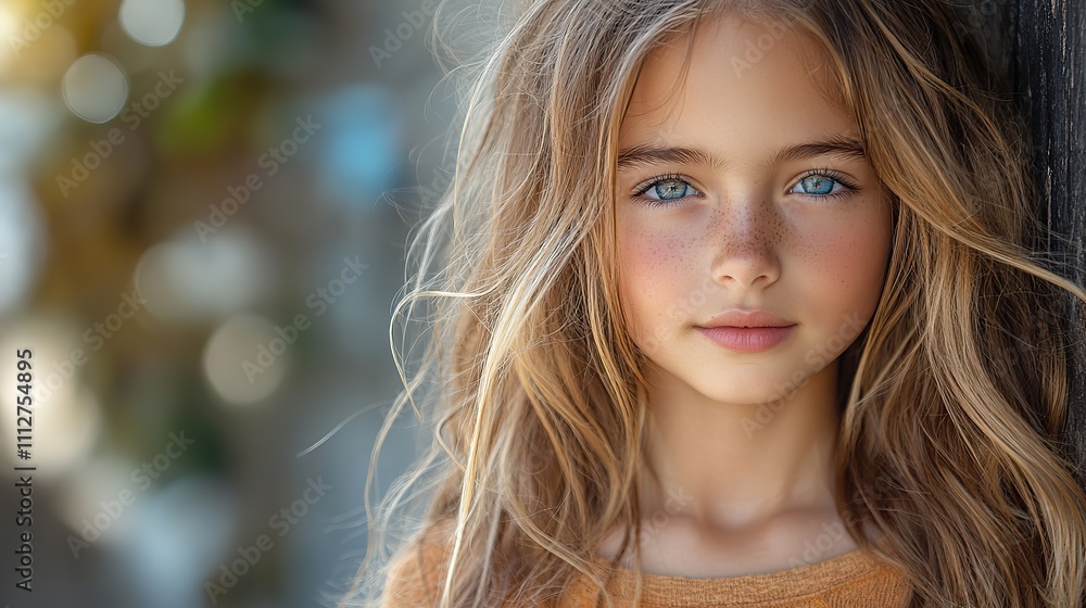 Obraz premium a beautiful 12 year old fashion model outdoors on a city sidewalk childhoo
