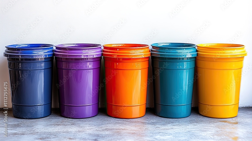 a collection of distinct colored plastic pails separated against a white backdrop plastic pail for watering cleaning and gardening a collection of distinct colored plastic pails separated against a white backdrop plastic pail for watering cleaning and gardening