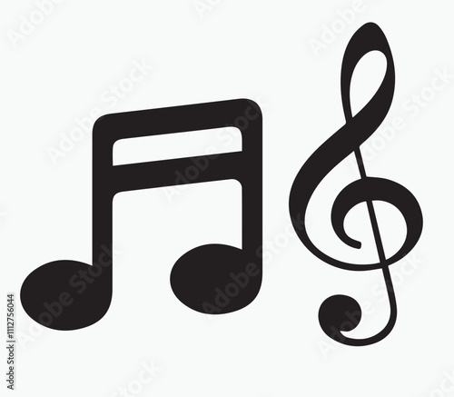Musical notation and G key vector design.