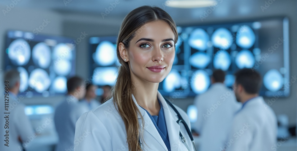 Confident Female Doctor in Modern Medical Imaging Laboratory Confident Female Doctor in Modern Medical Imaging Laboratory