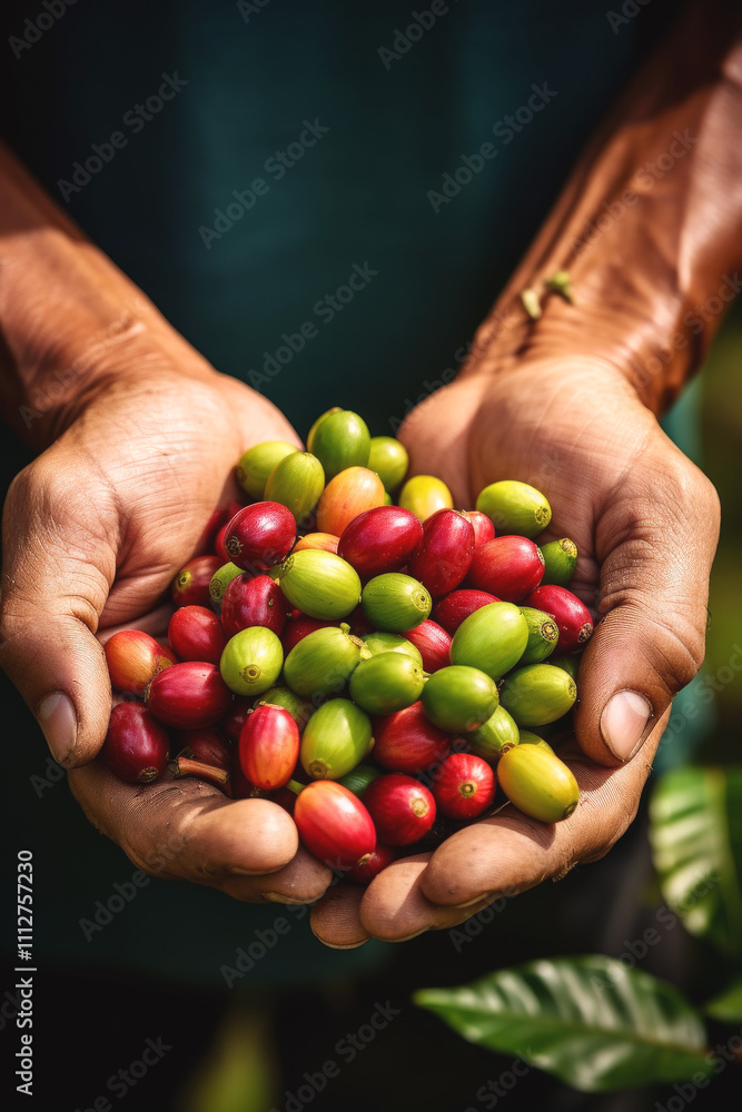 coffee beans in palms Generative AI coffee beans in palms Generative AI