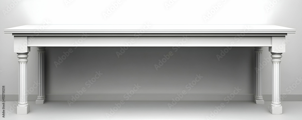 White Table on Grey Wall Background. White Table on Grey Wall Background.