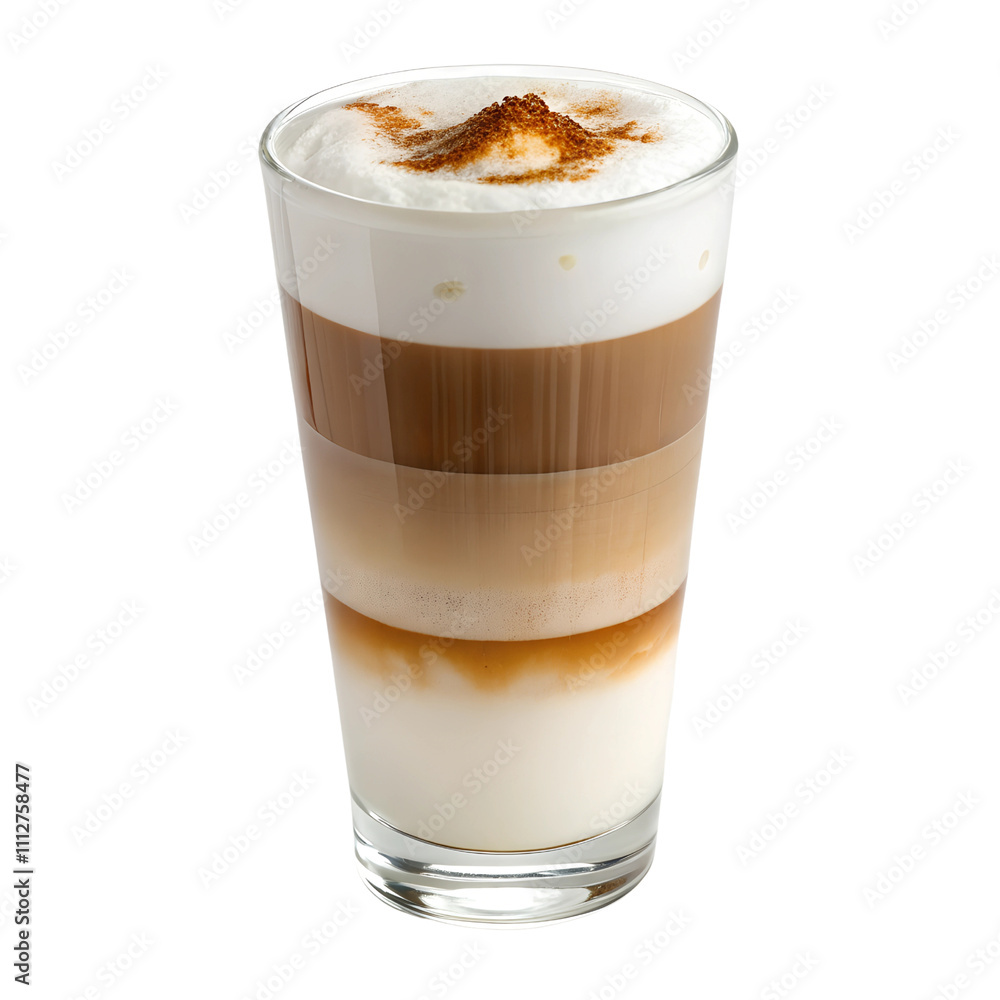 Layered Latte in Clear Glass isolate on transparent background cutout, PNG, Cutout Layered Latte in Clear Glass isolate on transparent background cutout, PNG, Cutout