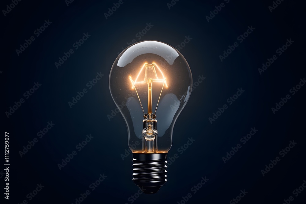 Illuminated light bulb on dark background showcasing filament structure Illuminated light bulb on dark background showcasing filament structure