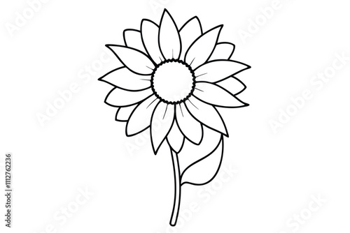 Beautiful Sunflower line art line art vector illustration