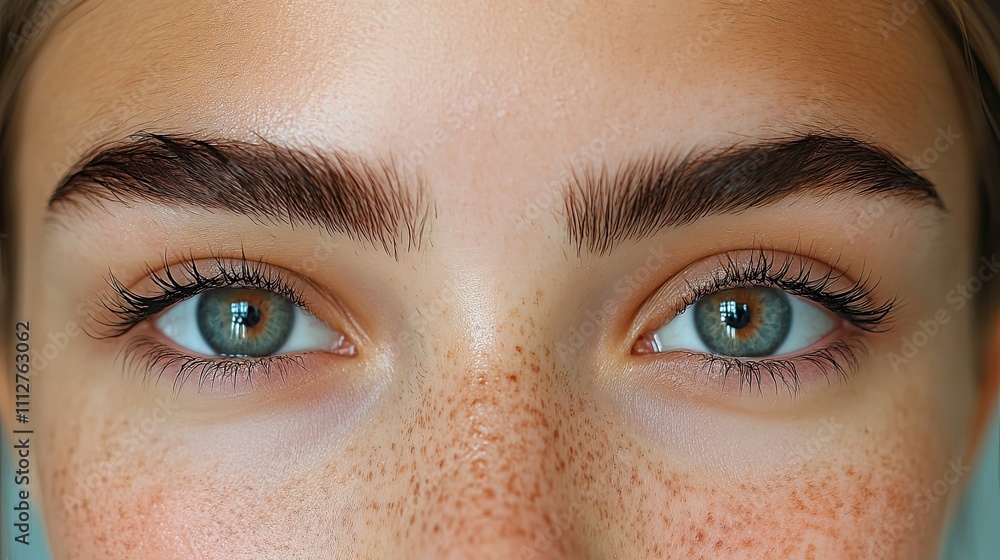 Obraz premium a young woman both before and after hair transplantation had bald eyebrow
