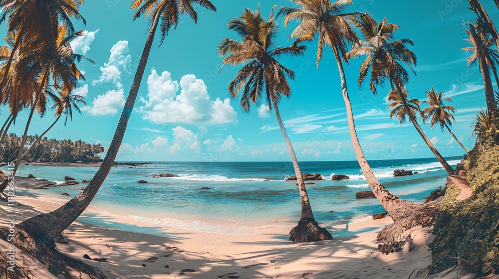 Naklejka premium Tropical Palm Tree Beach View