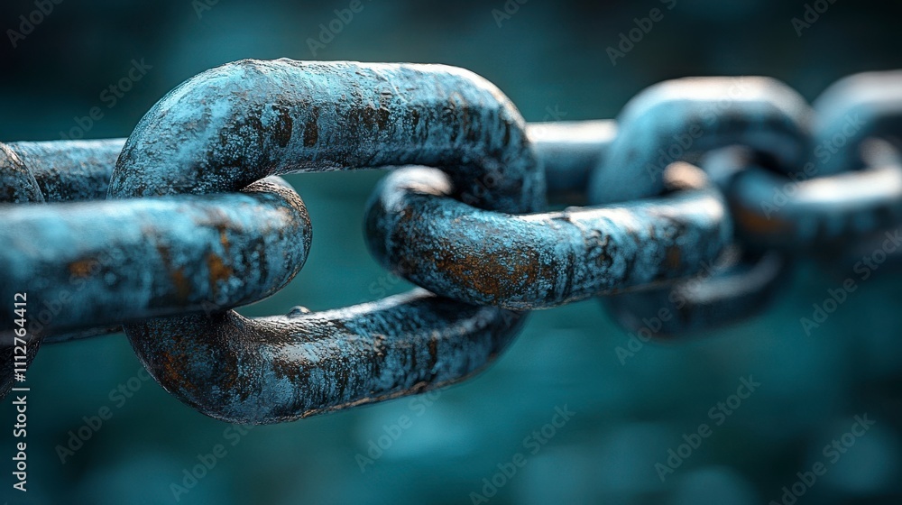 Detailed View of a Weathered Metal Chain Link Detailed View of a Weathered Metal Chain Link