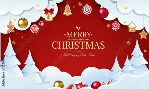 Christmas Fir Tree Border And White Podium