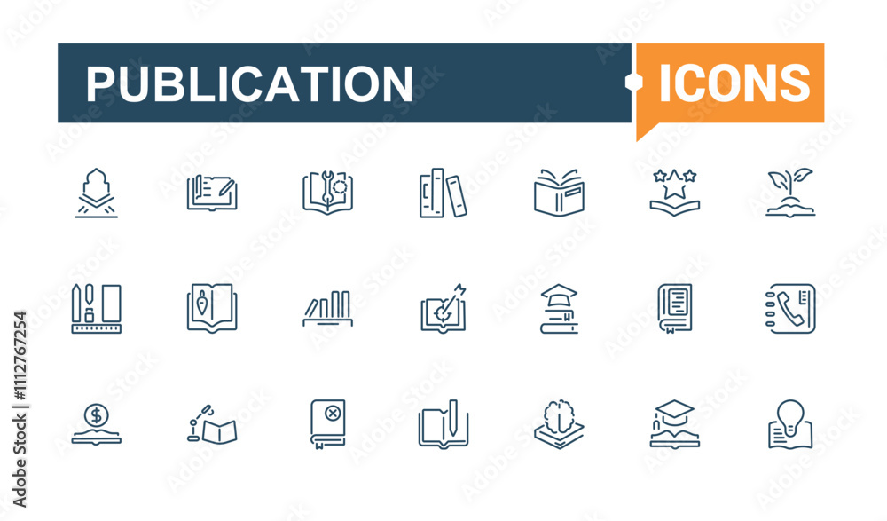 Publication icon collection. Featuring textbook, stroke, publishing, thin, literature, digital, line, bookstore. Modern thin icons. Vector icons editable stroke. Publication icon collection. Featuring textbook, stroke, publishing, thin, literature, digital, line, bookstore. Modern thin icons. Vector icons editable stroke.