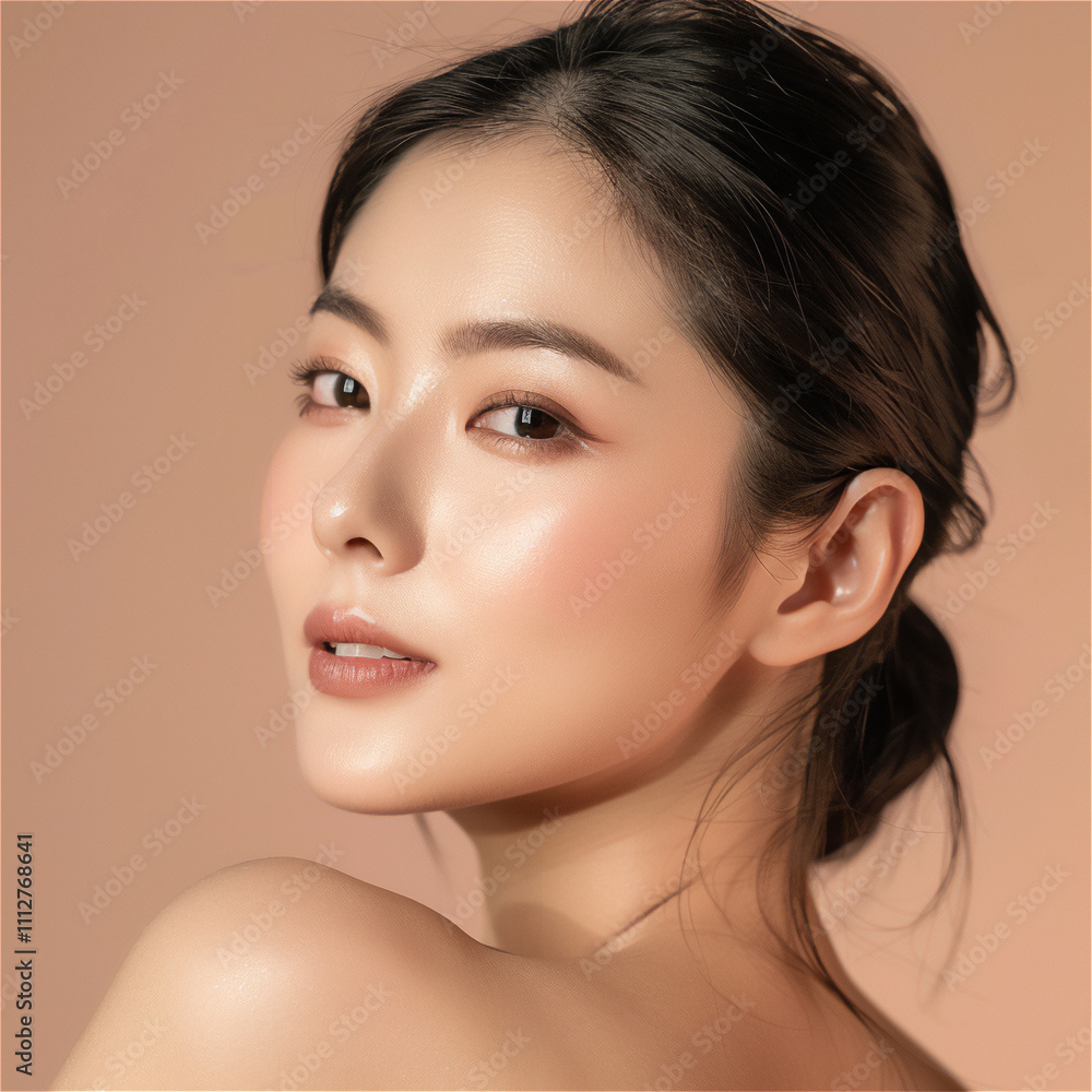 Portrait young Asian beautiful woman with K-beauty makeup Portrait young Asian beautiful woman with K-beauty makeup