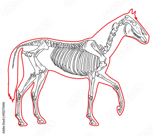 Skeletal system of animals. Animals Bone Structure hand drawing vector illustration
