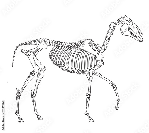 Skeletal system of animals. Animals Bone Structure hand drawing vector illustration