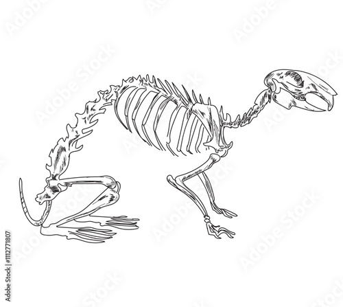 Skeletal system of animals. Animals Bone Structure hand drawing vector illustration
