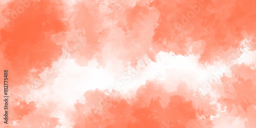Peach Fuzz color Grunge cloud like background design. Abstract painted peach watercolor background on paper texture vector. Abstract background with cloud smoke. Fantasy smooth hand drawn digital art 