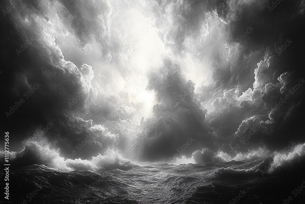 Dramatic Ocean Waves Under a Stormy Sky Dramatic Ocean Waves Under a Stormy Sky