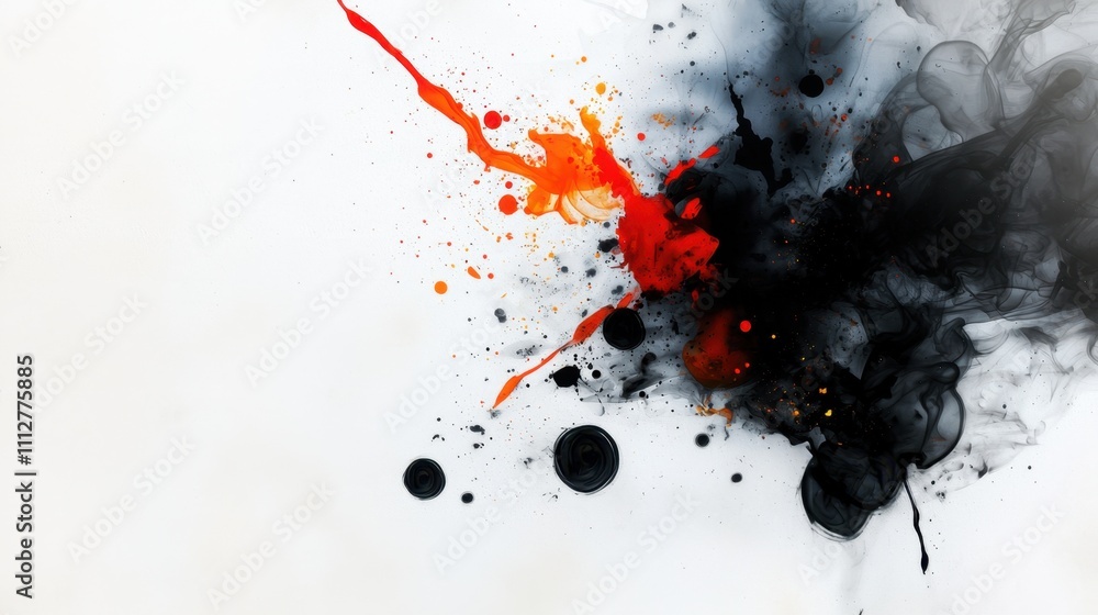 A black and orange splatter of paint on a white background A black and orange splatter of paint on a white background