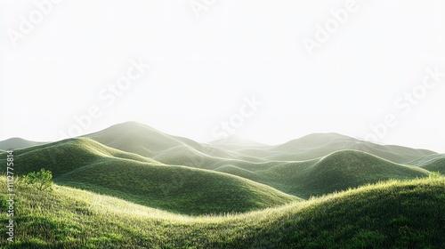 Green Hills Panorama Landscape Isolated on White or Transparent Background

 photo