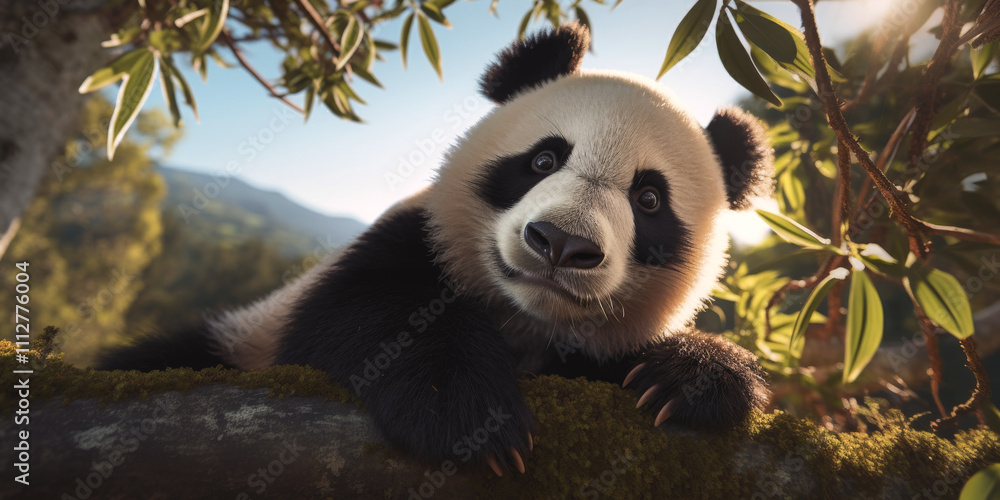 Fototapeta premium Panda in the forest Generative AI