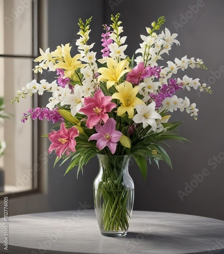 Wallpaper Mural Colorful flower vase filled with lilies and orchids, orchid vase, garden decor Torontodigital.ca