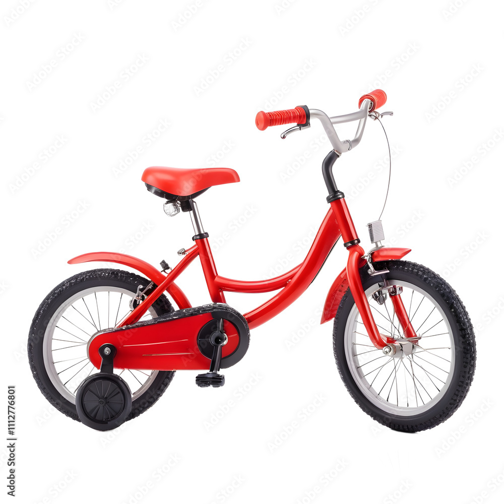 Fototapeta premium Red Children's Bicycle Ready for Use