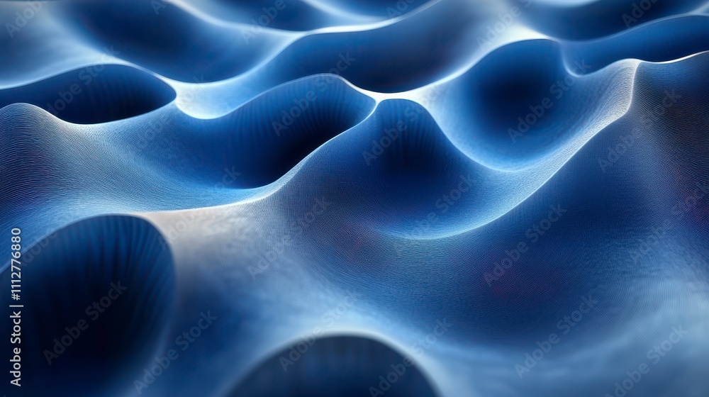 Obraz premium Abstract Blue Wave Patterns: A Stunning Digital Textile Design