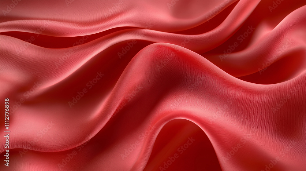 Obraz premium Elegant coral pink silk fabric flowing smoothly creating soft waves