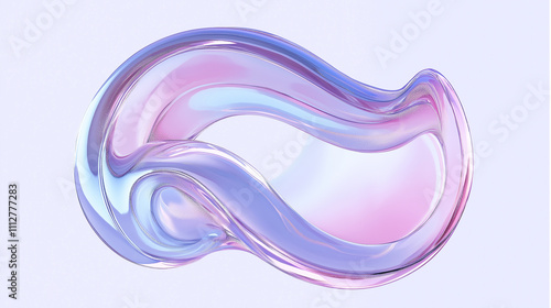 Abstract pastel swirl creating a transparent and iridescent shape