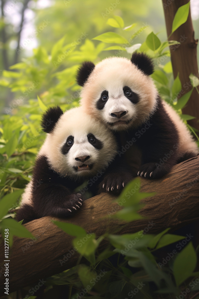 Fototapeta premium Panda in the forest Generative AI