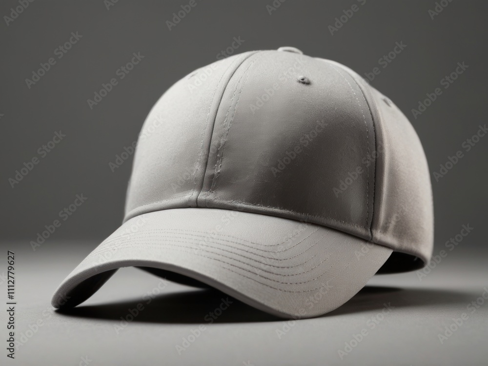 Gray baseball cap isolated on white background. Baseball cap mockup design Gray baseball cap isolated on white background. Baseball cap mockup design