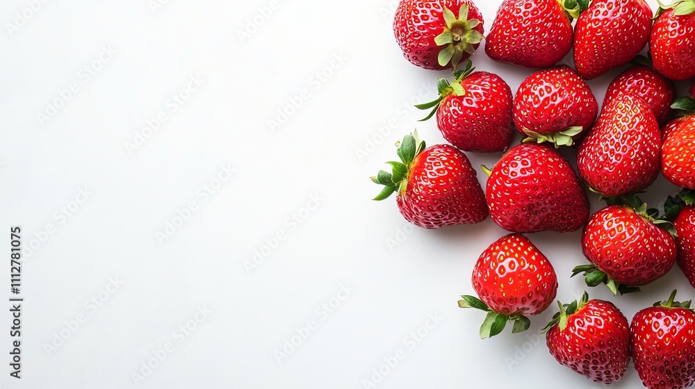 Fresh, ripe strawberries are arranged on a white background. Fresh, ripe strawberries are arranged on a white background.