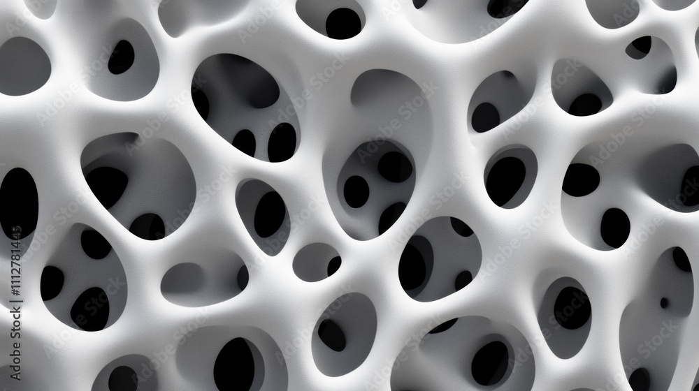 Abstract close-up of porous white surface with irregular holes, AI Abstract close-up of porous white surface with irregular holes, AI