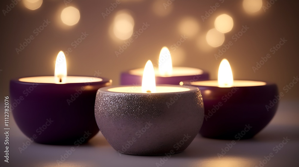 Four Burning Candles Glow Softly In The Dark Four Burning Candles Glow Softly In The Dark